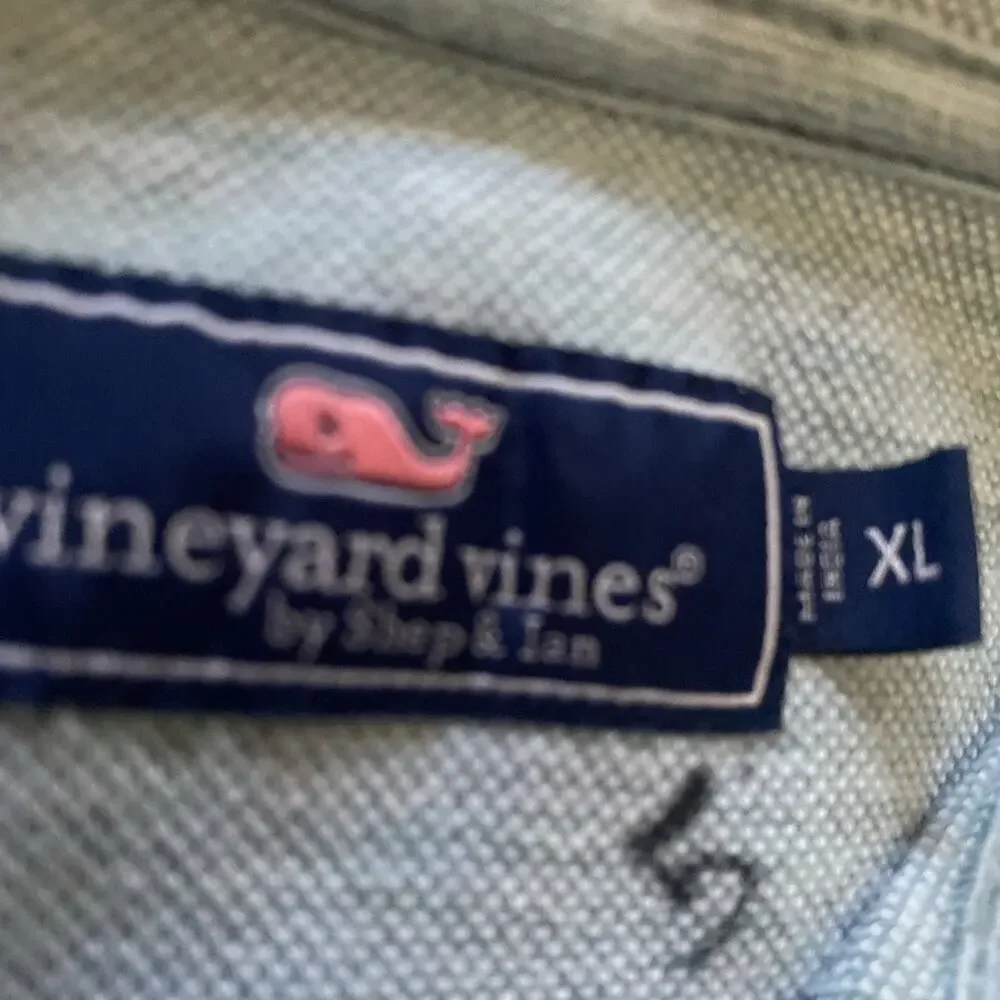Vineyard Vines Mens XL Saltwater 1/4 Zip Pullover Light Blue Striped Sweater